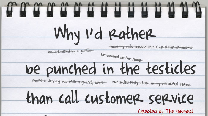 rather get punched in the testicles than call customer service