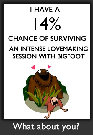 What are your chances of surviving an intense lovemaking session with bigfoot?