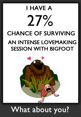 What are your chances of surviving an intense lovemaking session with bigfoot?