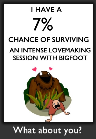 What are your chances of surviving an intense lovemaking session with bigfoot?