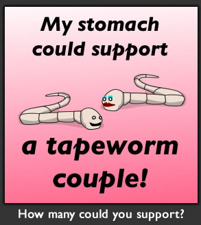 How many tapeworms could live in your stomach?