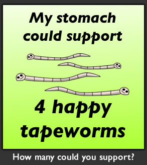 How many tapeworms could live in your stomach?